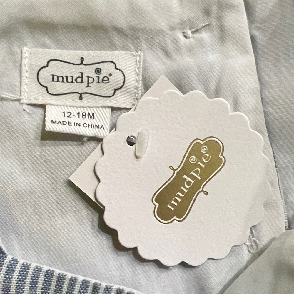 Mud Pie Blue and White Baby Outfit - Picture 2 of 4
